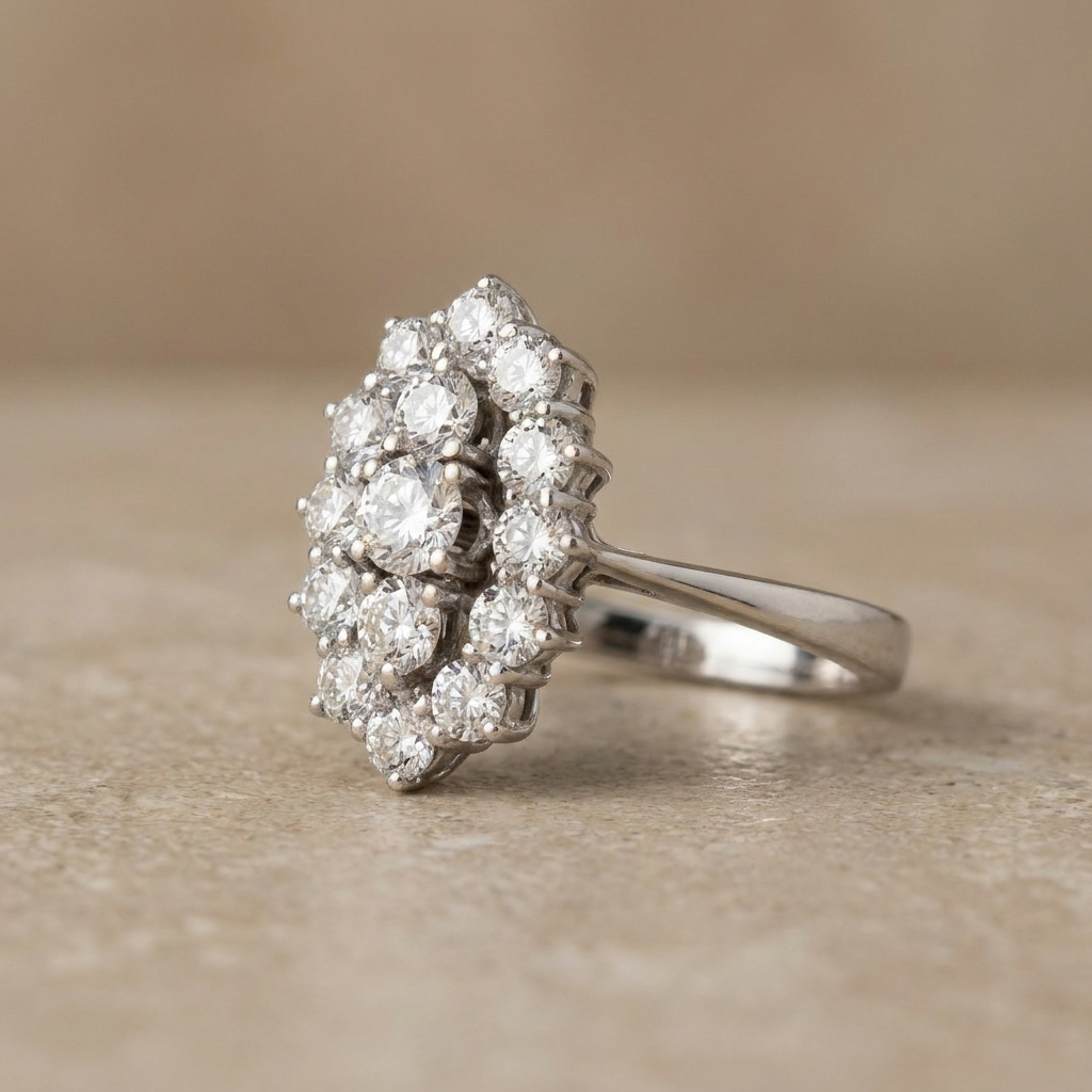 14 Karat Weißgoldring - cool elegance