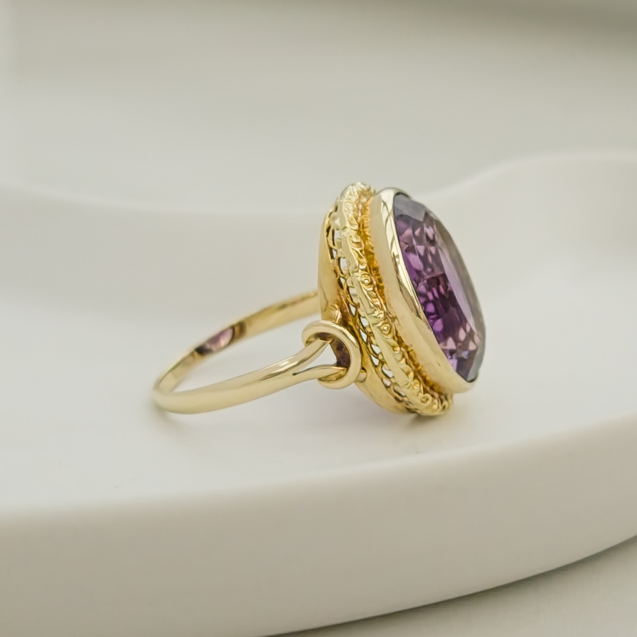 Antique gold ring with blue gemstone