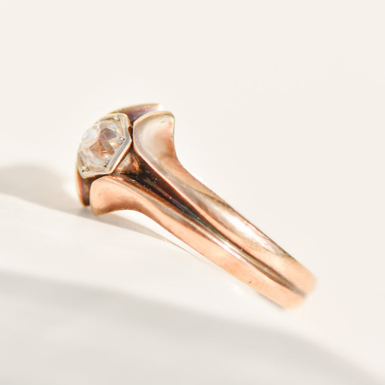 Antique solitaire ring in 14K rose gold with an old-cut diamond – delicate pink, wild at heart