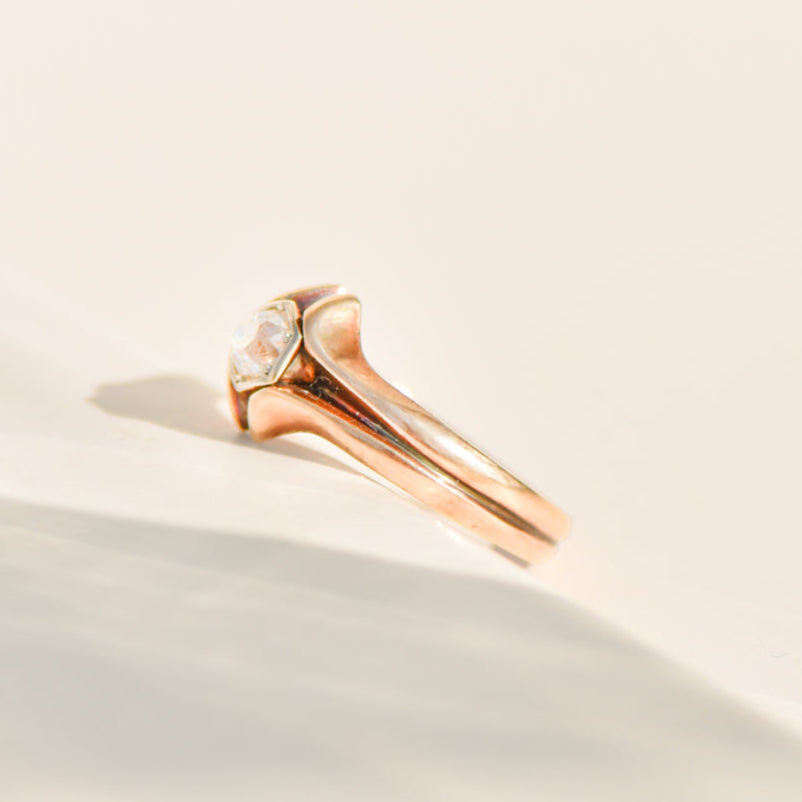 Antique solitaire ring in 14K rose gold with an old-cut diamond – delicate pink, wild at heart