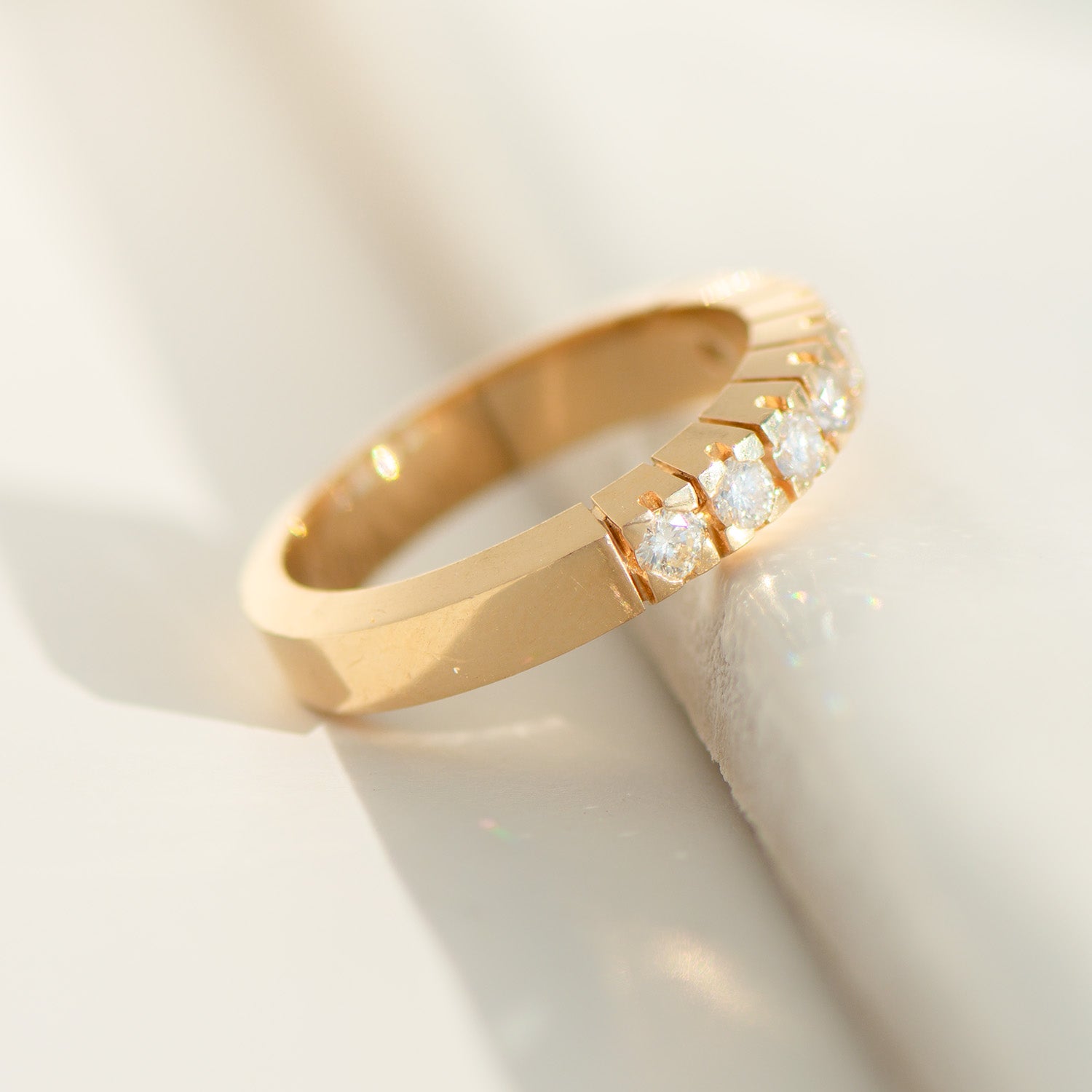 Vintage Halbmemory-Ring 14K Gold mit Diamanten 0,4 ct