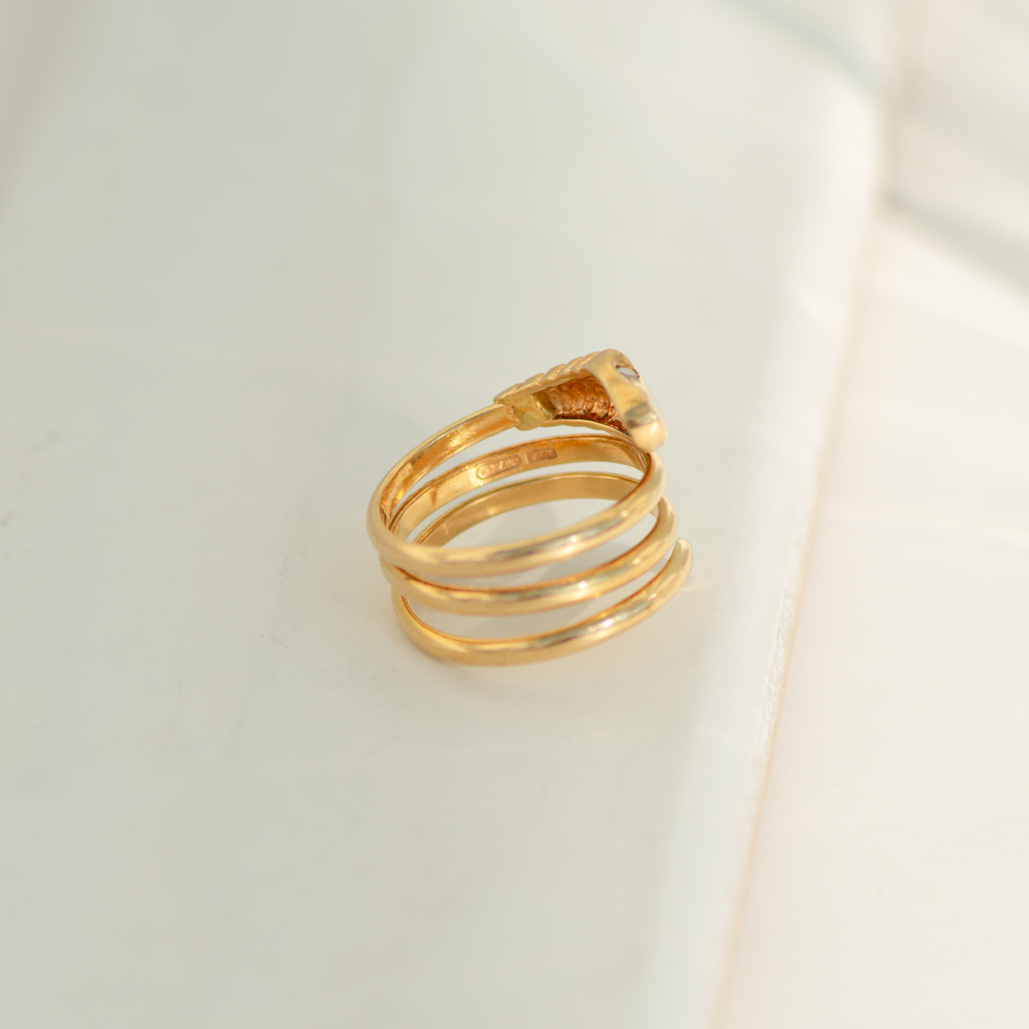 Vintage Schlangenring aus 750er Gelbgold – 18K, Diamant-Augen