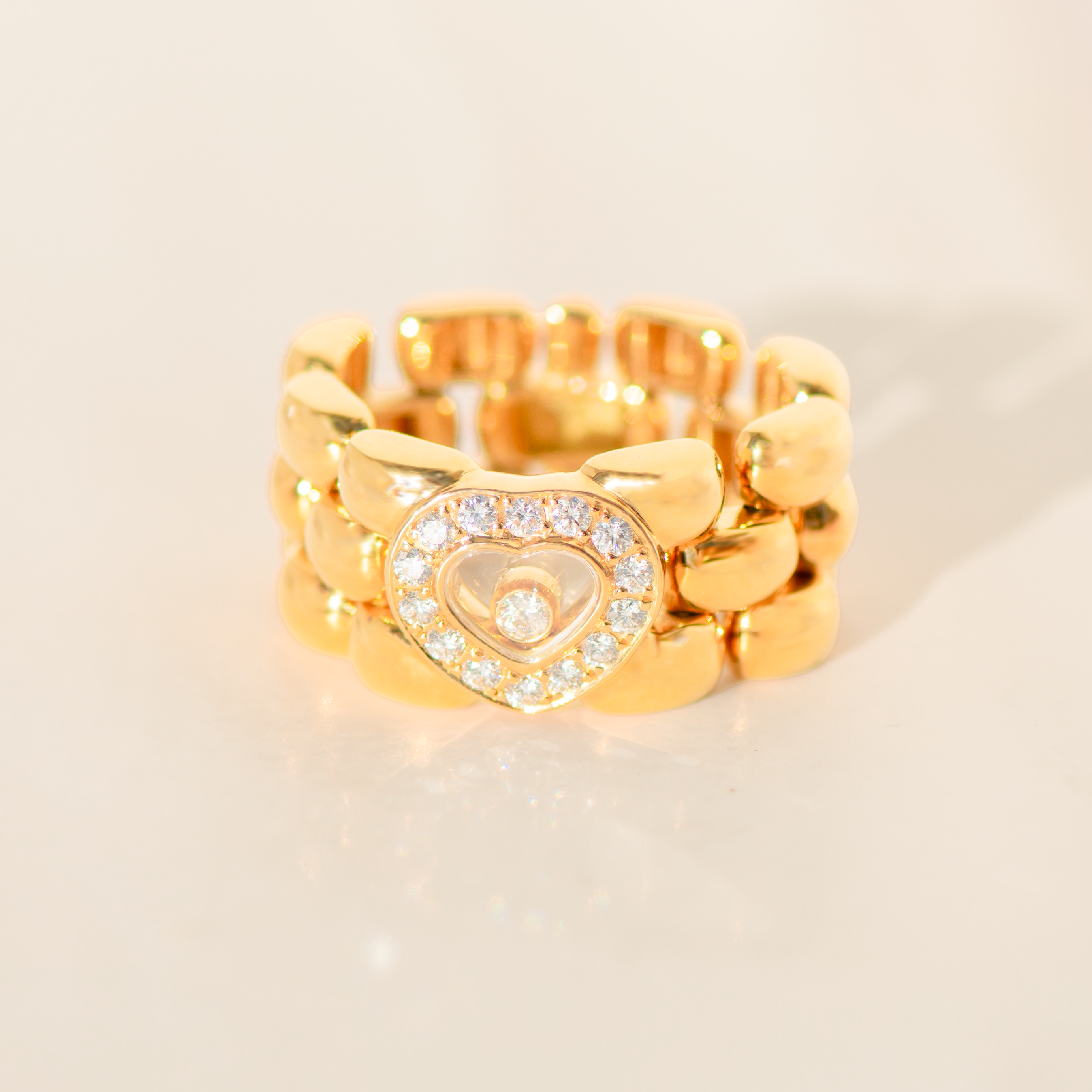 Chopard „Happy Diamonds“ flexibler Kettenring aus 18 Karat Gelbgold | 0,29 ct Diamanten | Größe 53