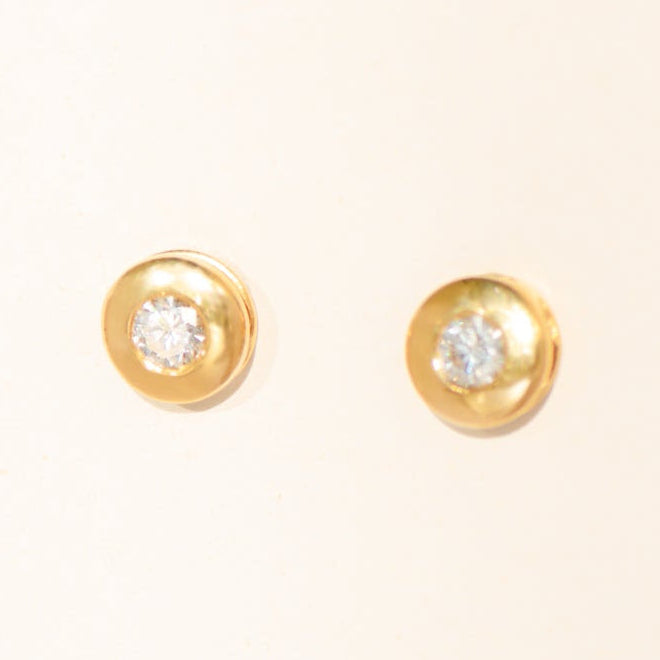 Brillant-Ohrstecker aus 14 Karat Gelbgold in Zargenfassung – 0,60 ct