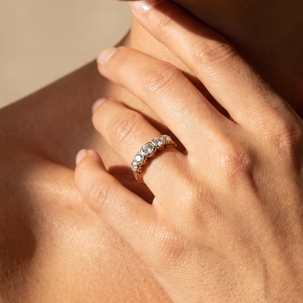 Antiker Halbmemory-Diamantring aus 14K Gold