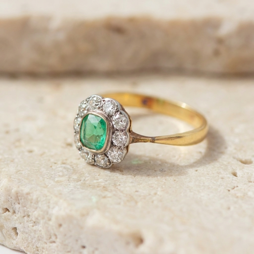 Antiker Smaragd-Entourage-Ring