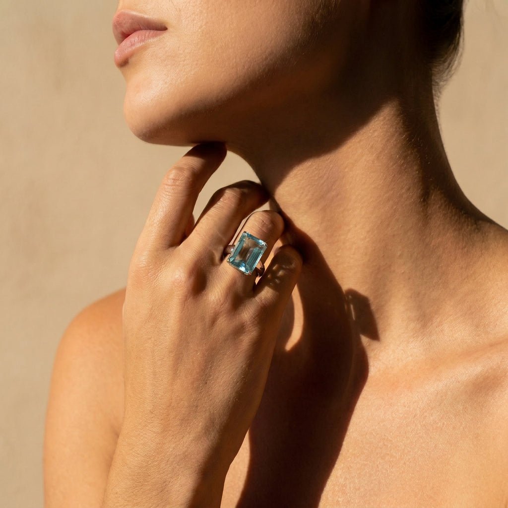 Aquamarin Ring aus 585 Weißgold mit 5,70 ct Aquamarin - Honey Jewelry