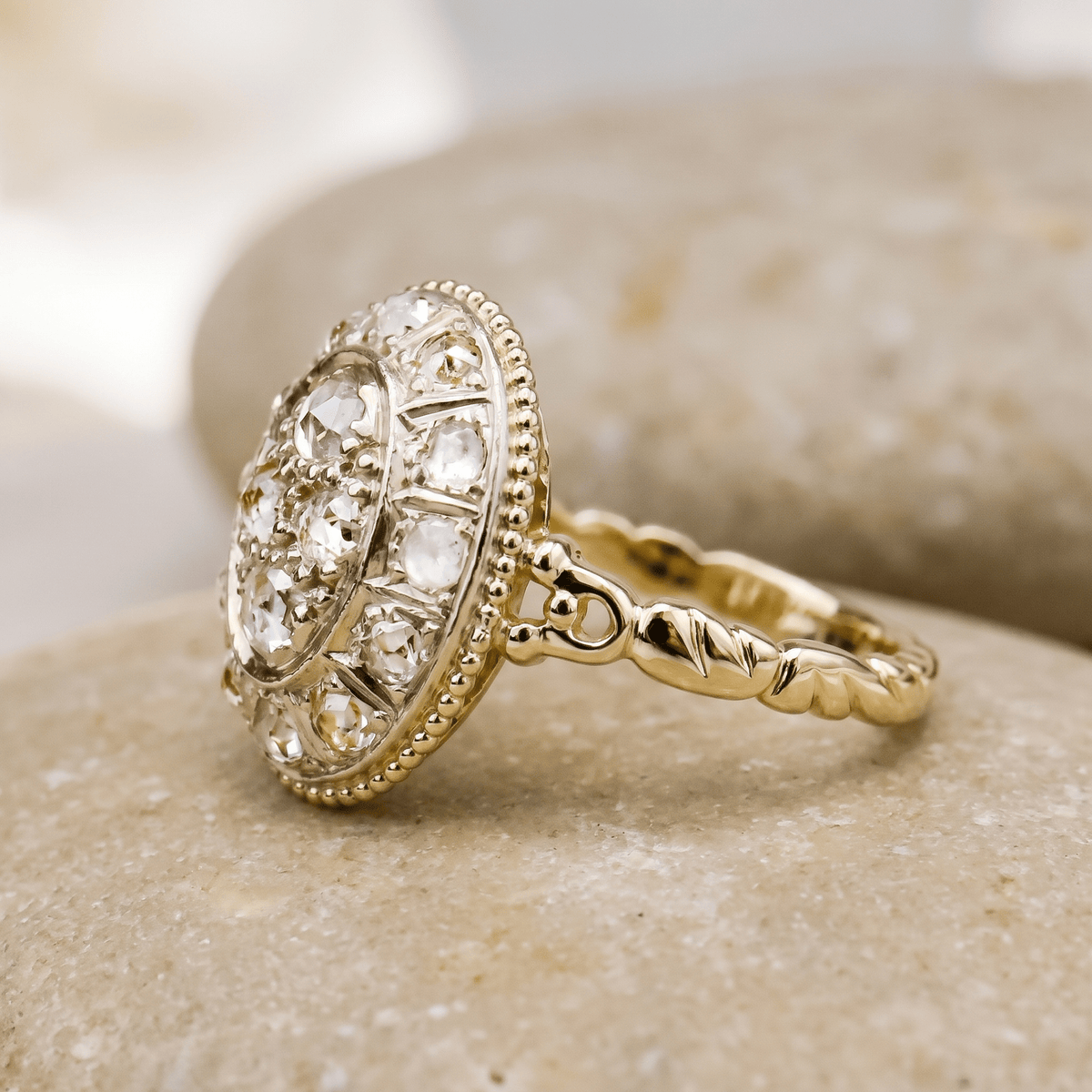Art Déco Diamanten Ring aus Gold mit Platinfassung - Honey Jewelry
