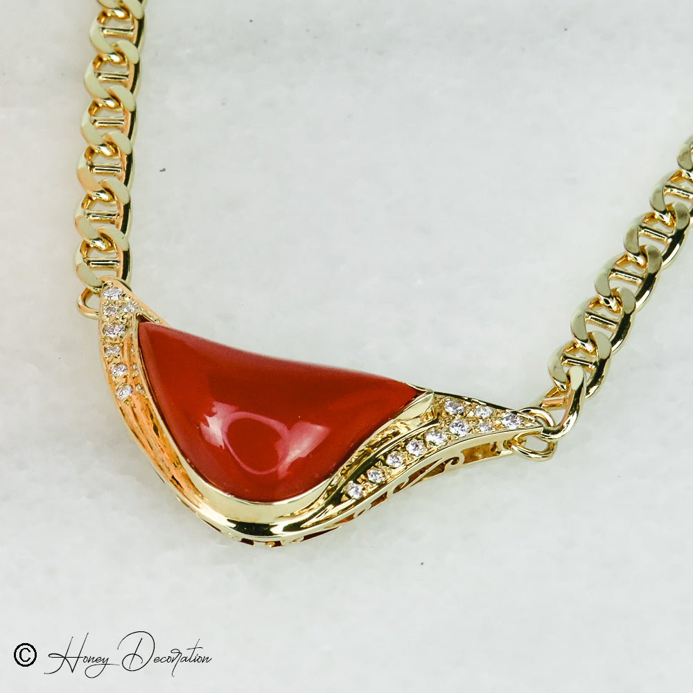 Beeindruckendes Gold - Korallencollier - Honey Jewelry