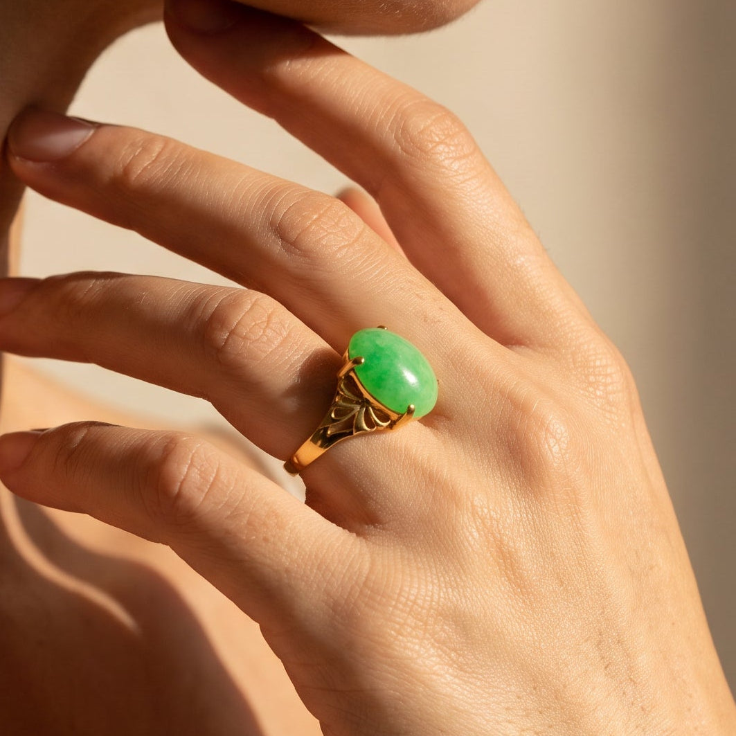 Chrysopras-Ring aus 750er Gelbgold