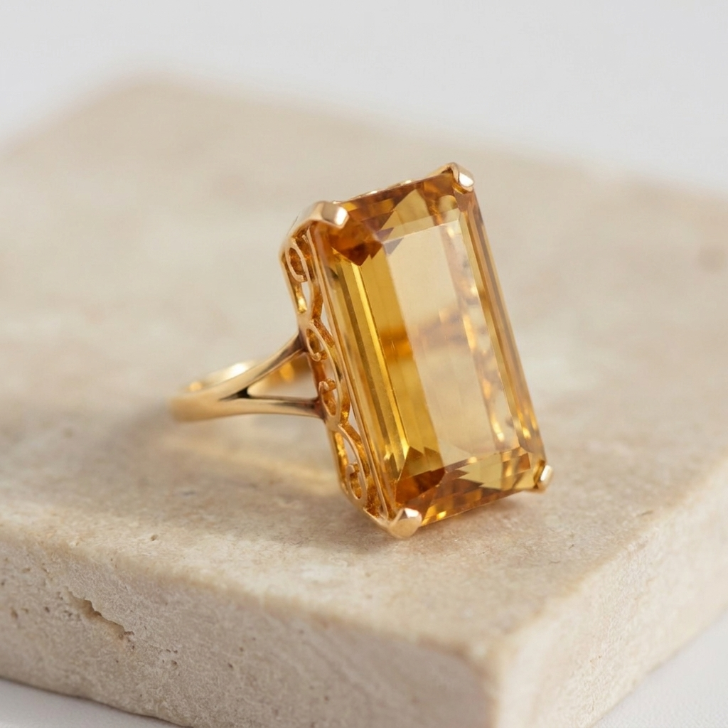 Citrin-Ring aus 750er Gelbgold