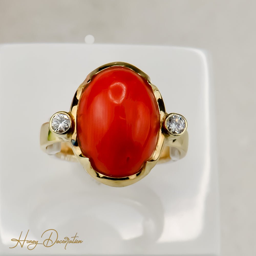 Faszinierender Korallen Ring mit Brillanten - Honey Jewelry