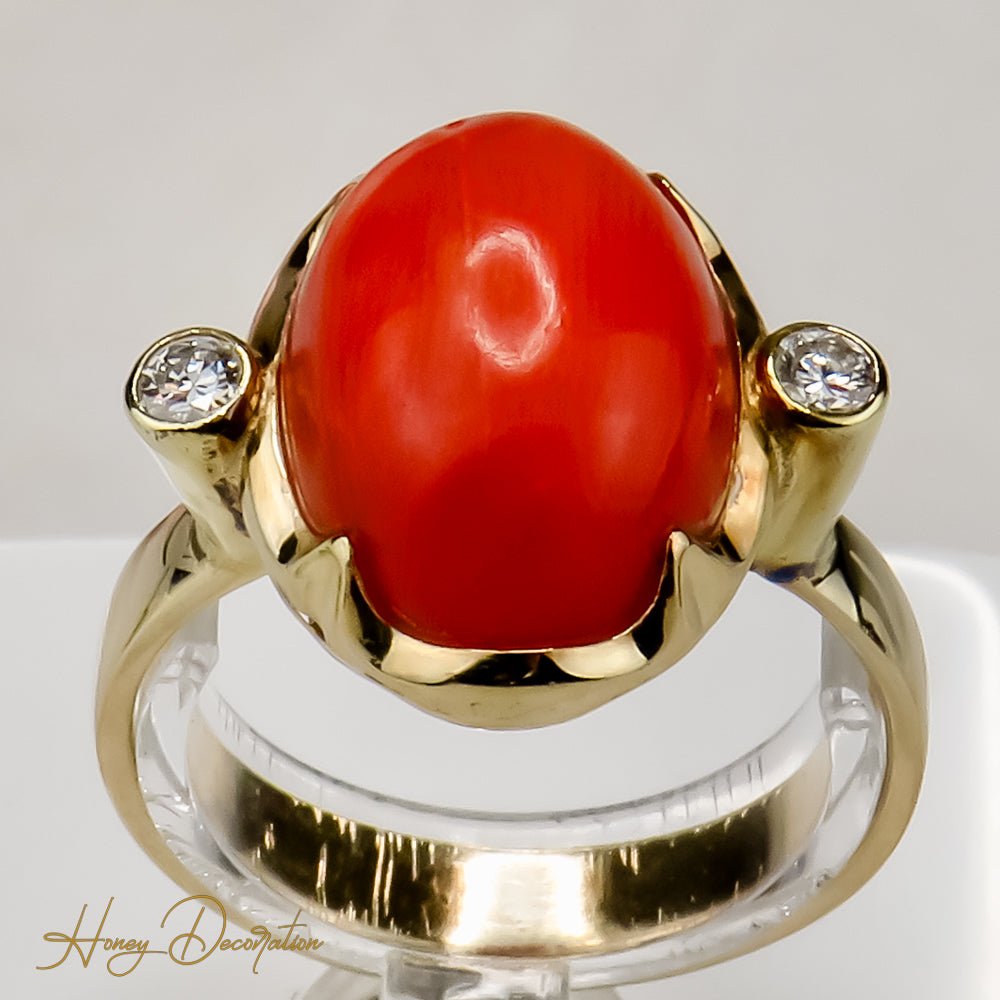 Faszinierender Korallen Ring mit Brillanten - Honey Jewelry