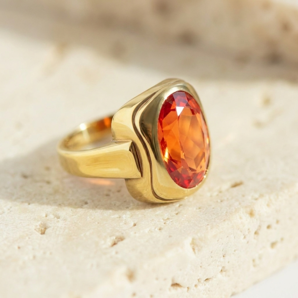 Granat-Ring aus 333er Gelbgold