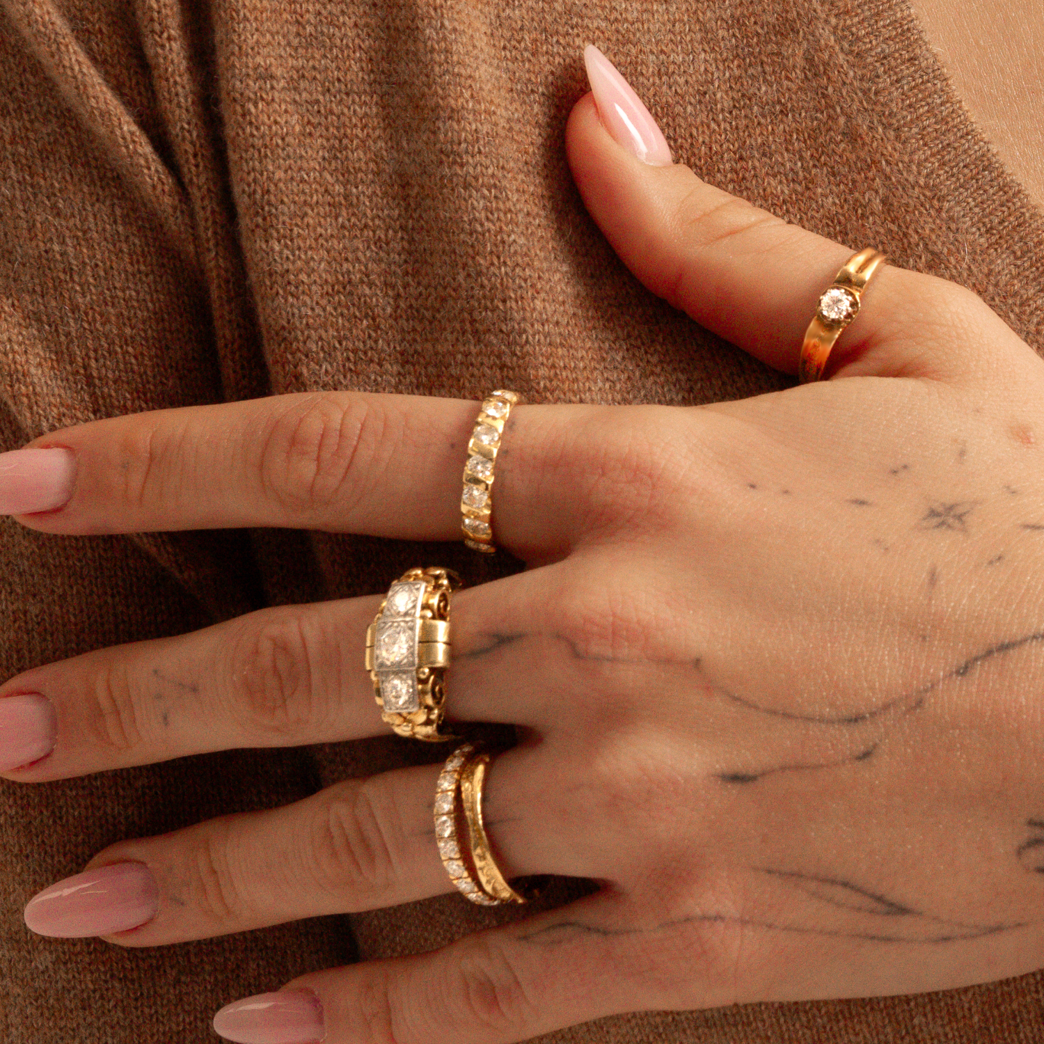 💎 Vintage-Brillantring aus 14 Karat Gelbgold | ca. 1950er Jahre