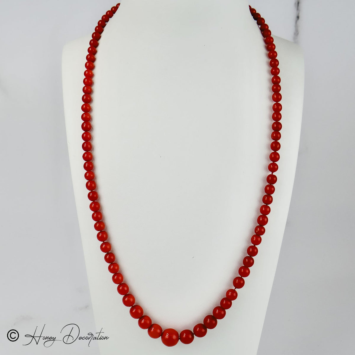 Korallenkette mit luxuriöser 18 Karat Goldschließe - Honey Jewelry