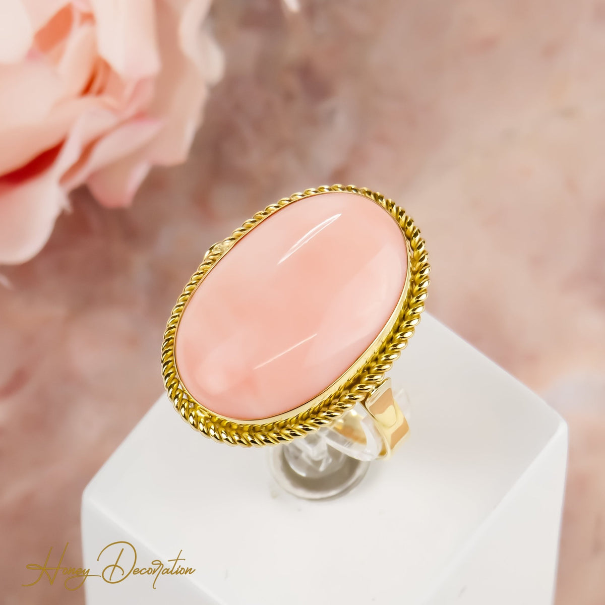 Korallenring, ein Naturschönheit in Gelbgol - Honey Jewelry