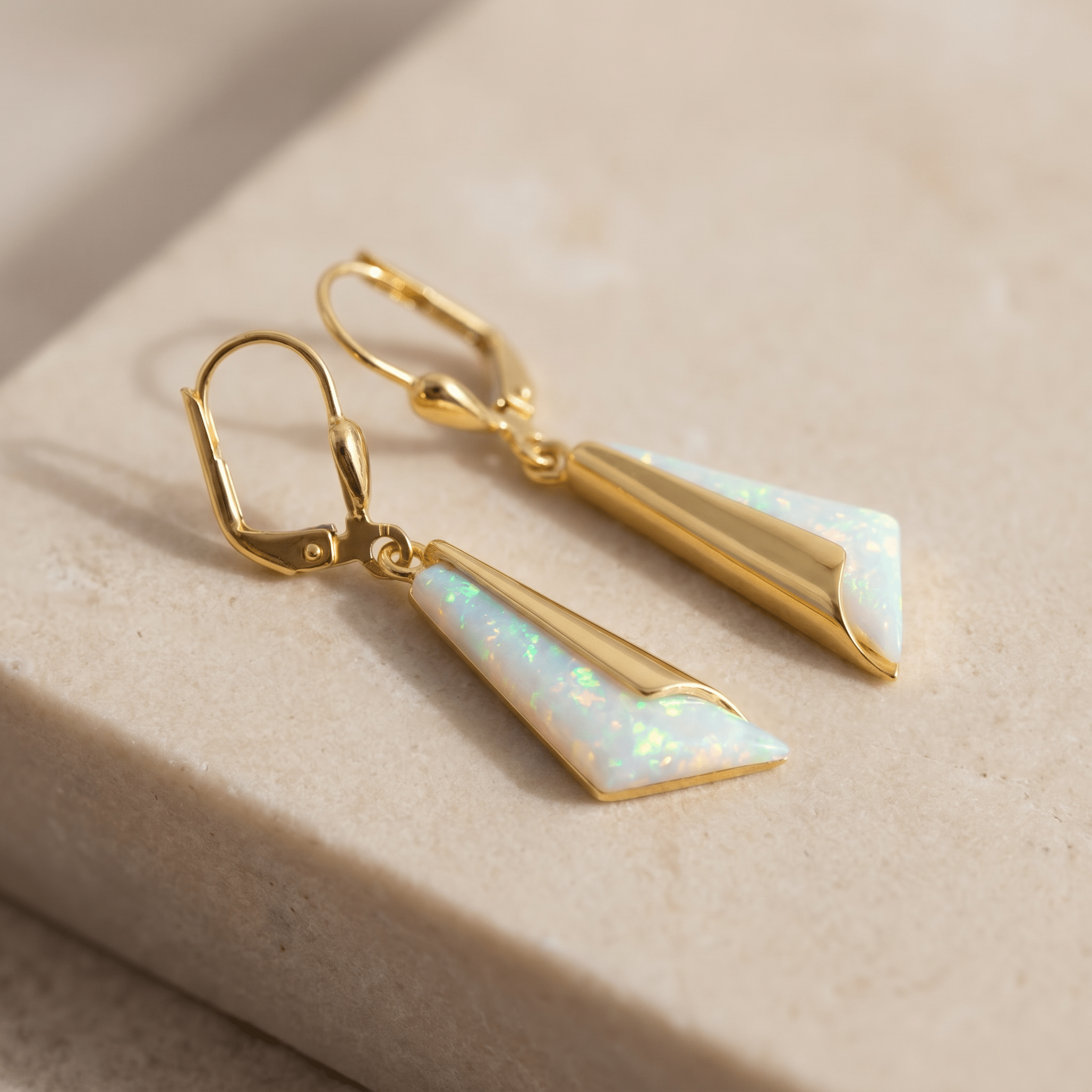 Opal Ohrringe aus 585 Gelbgold mit australischen Opalen - Honey Jewelry