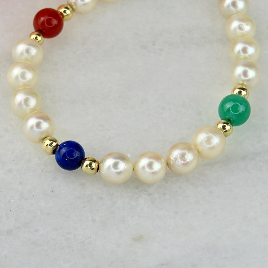 Perlen Armband mit 14 Karat Goldkugeln und Halbedelsteinen - Honey Decoration