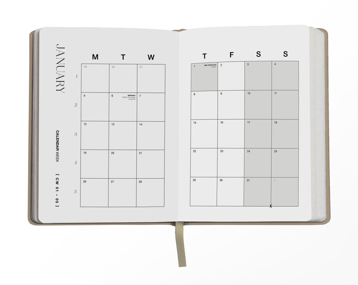 Pocket Planner 2026 – dein handlicher Begleiter in Beige mit Goldprägung - Honey Jewelry