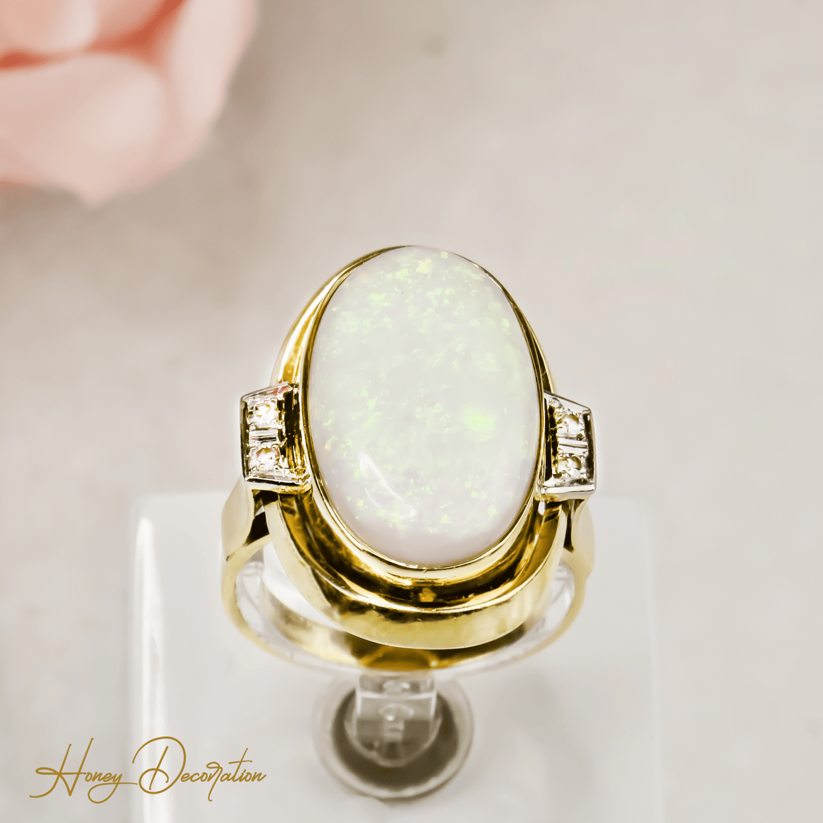 ✨ Prächtiger Vintage - Opalring aus den 1940ern – ein Cocktailring wie aus einem Filmklassiker - Honey Jewelry