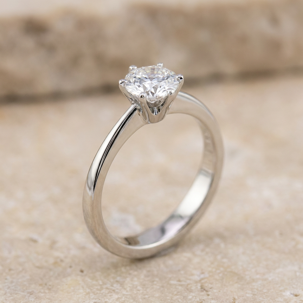 Magnificent white gold engagement ring with brilliant solitaire