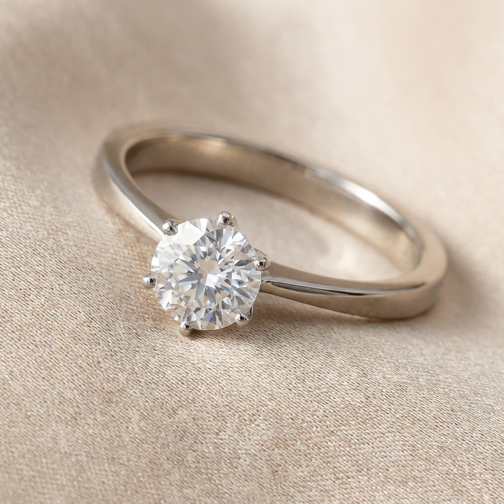 Magnificent white gold engagement ring with brilliant solitaire