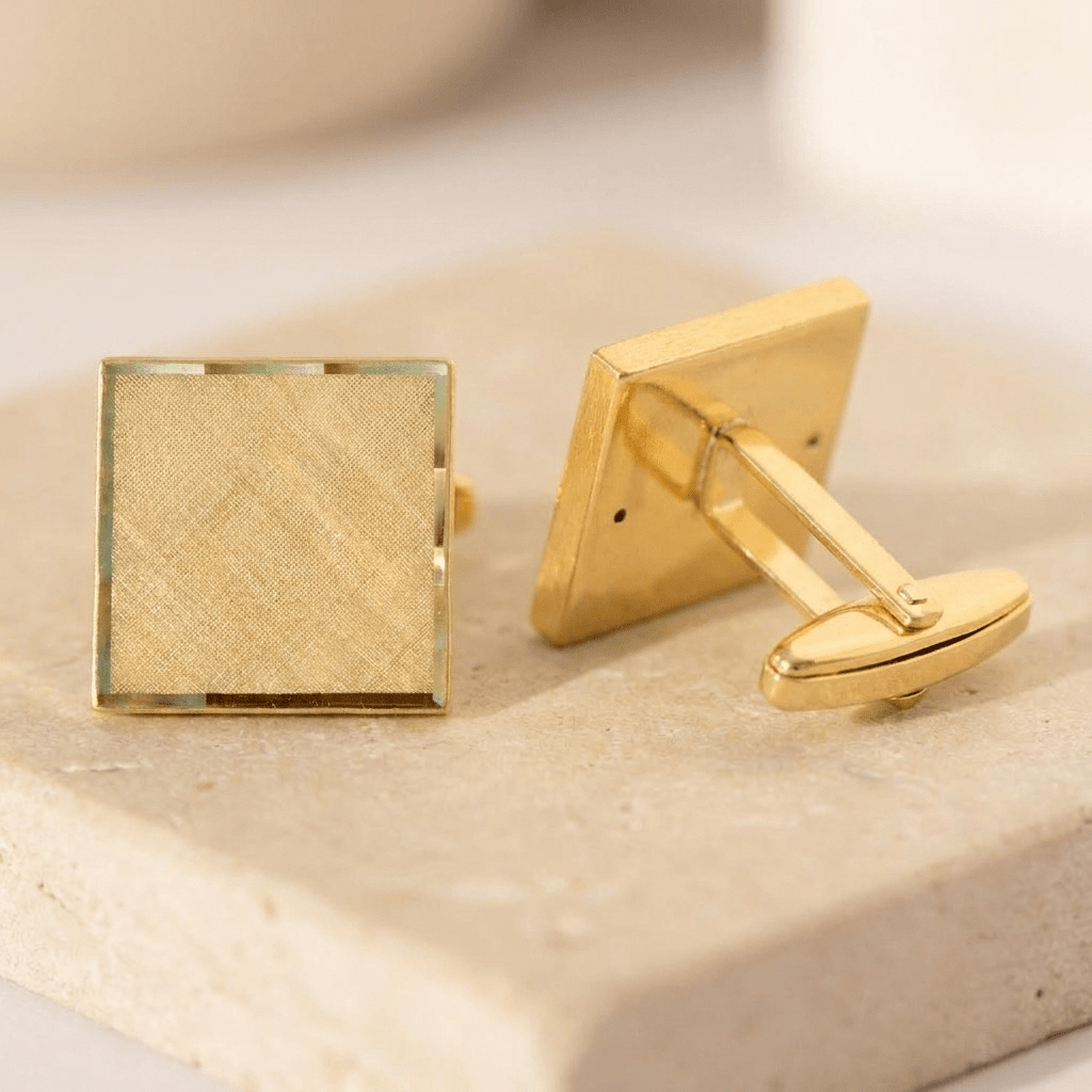 Quadratische Manschettenknöpfe aus 8 Karat Gelbgold - Honey Jewelry
