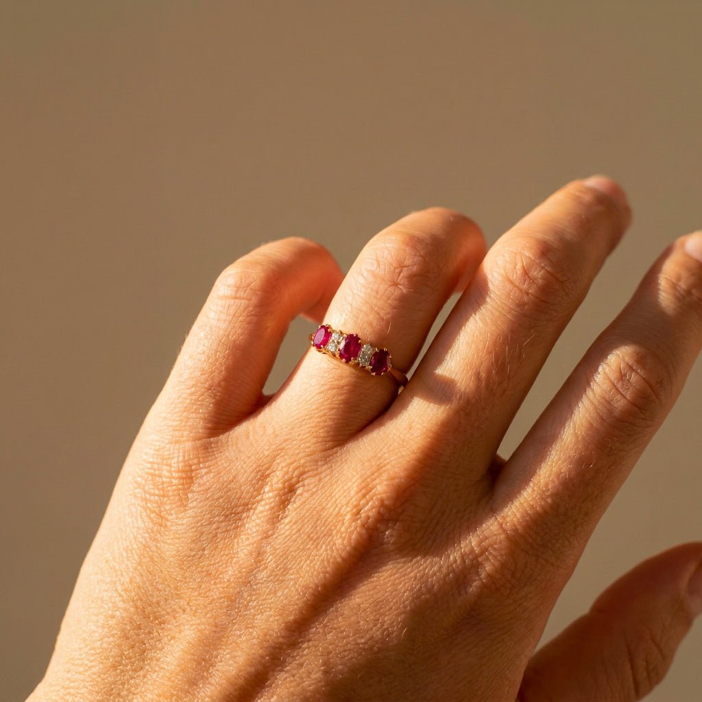 Rubin Diamantring aus 585 Gelbgold - Honey Jewelry