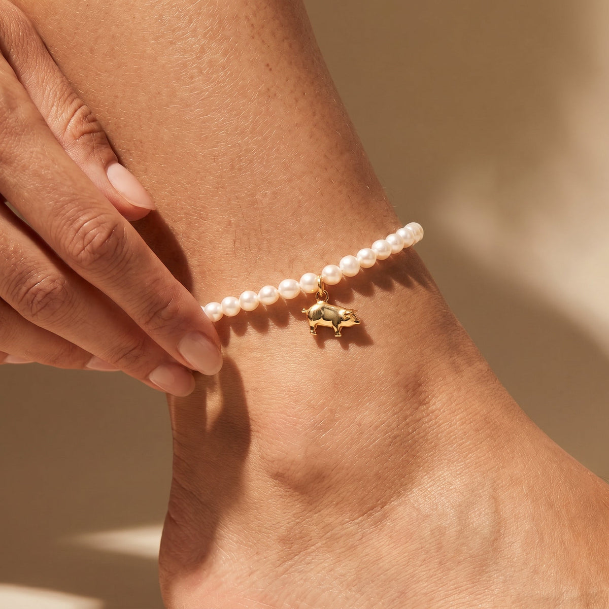 Schwein Anhänger 14K Gelbgold | Glücksbringer - Honey Jewelry