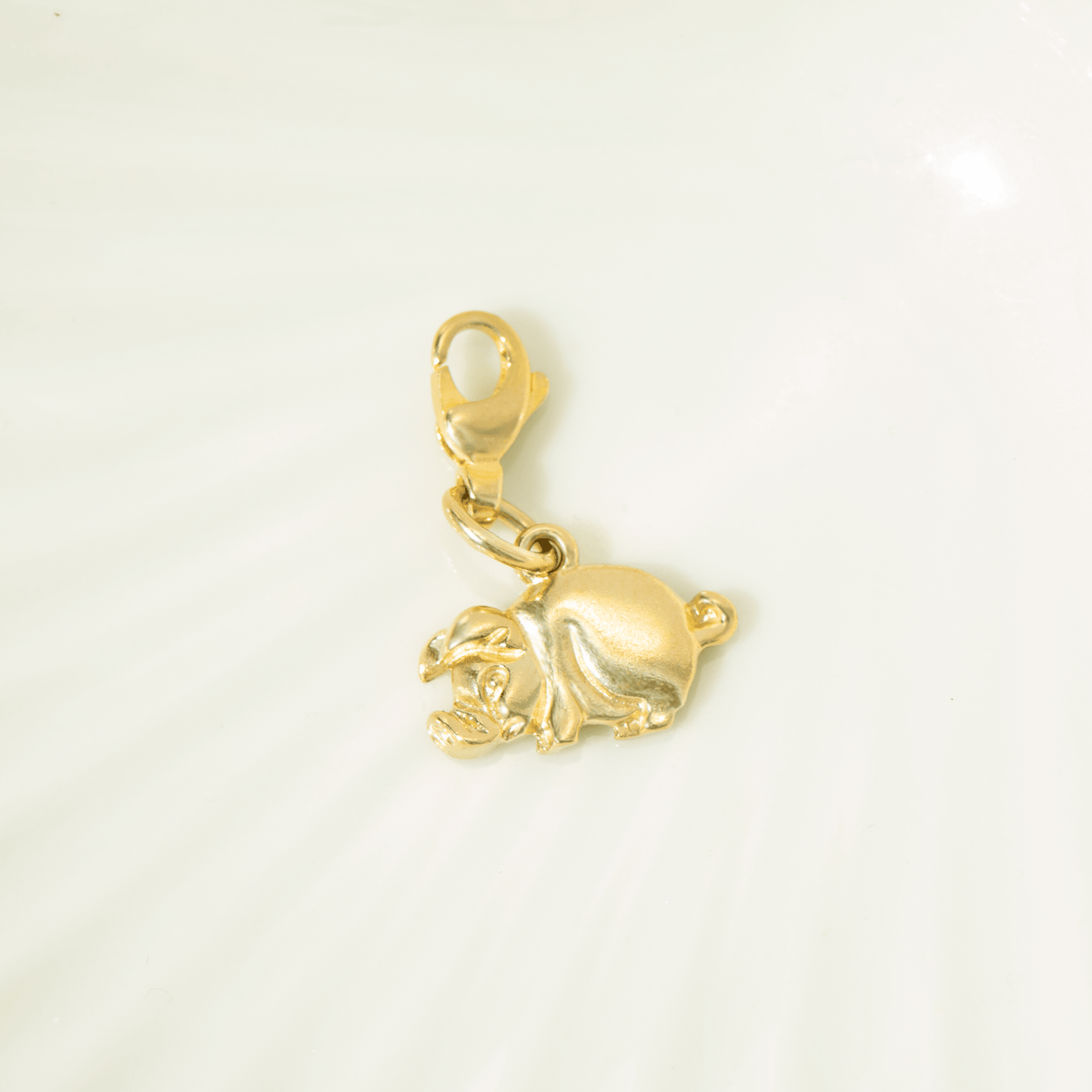 Schwein Anhänger 8K Gelbgold Karabiner | Glücksbringer - Honey Jewelry