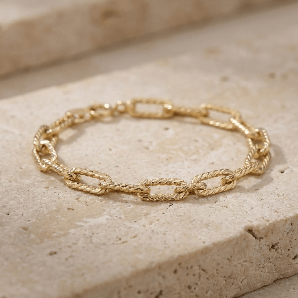 Starkes Statement: Massives 333er Gelbgold-Armband mit großen Gliedern, 19,5 cm Länge - Honey Jewelry