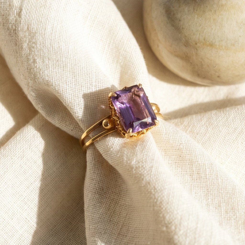 Vintage Amethyst Ring aus Gelbgold - Honey Jewelry