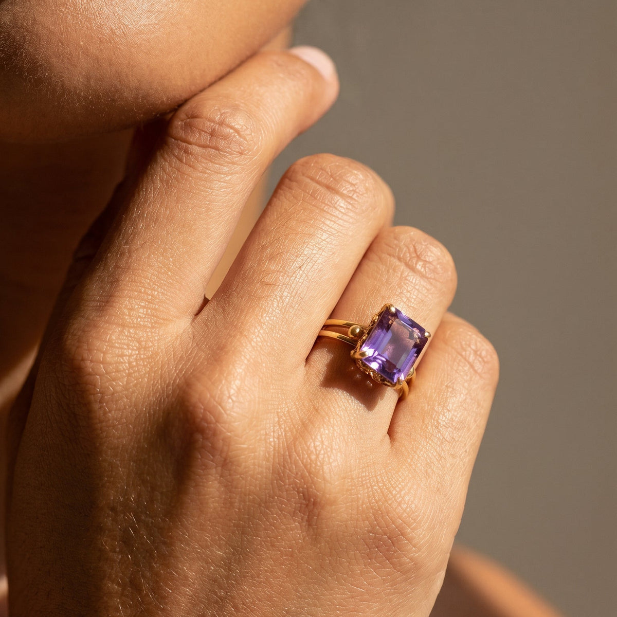 Vintage Amethyst Ring aus Gelbgold - Honey Jewelry