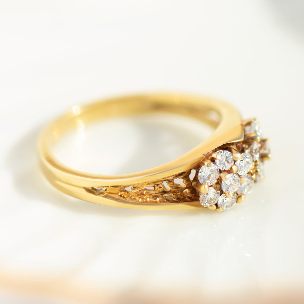 Vintage Diamant-Blütenring aus 585er Gelbgold