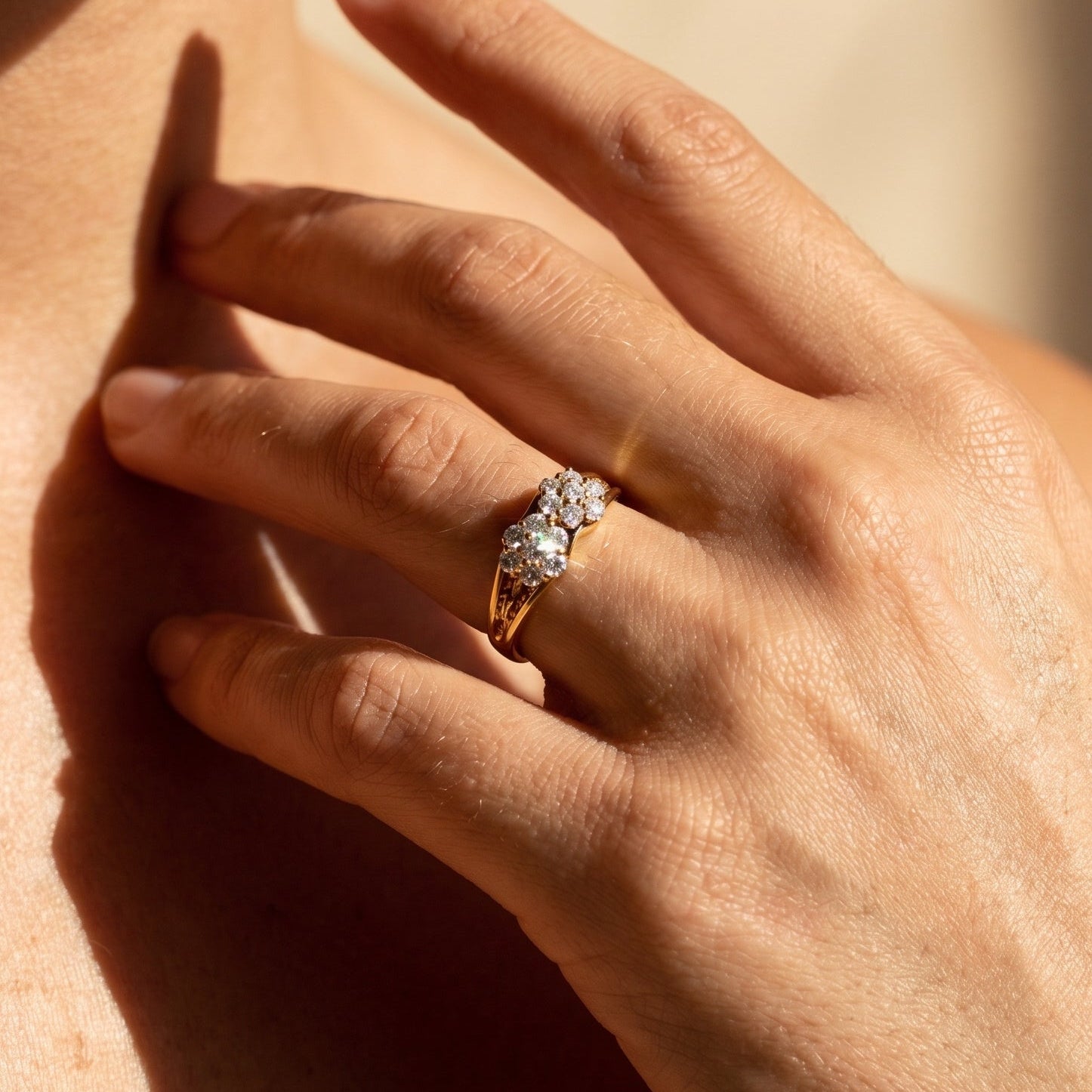 Vintage Diamant-Blütenring aus 585er Gelbgold