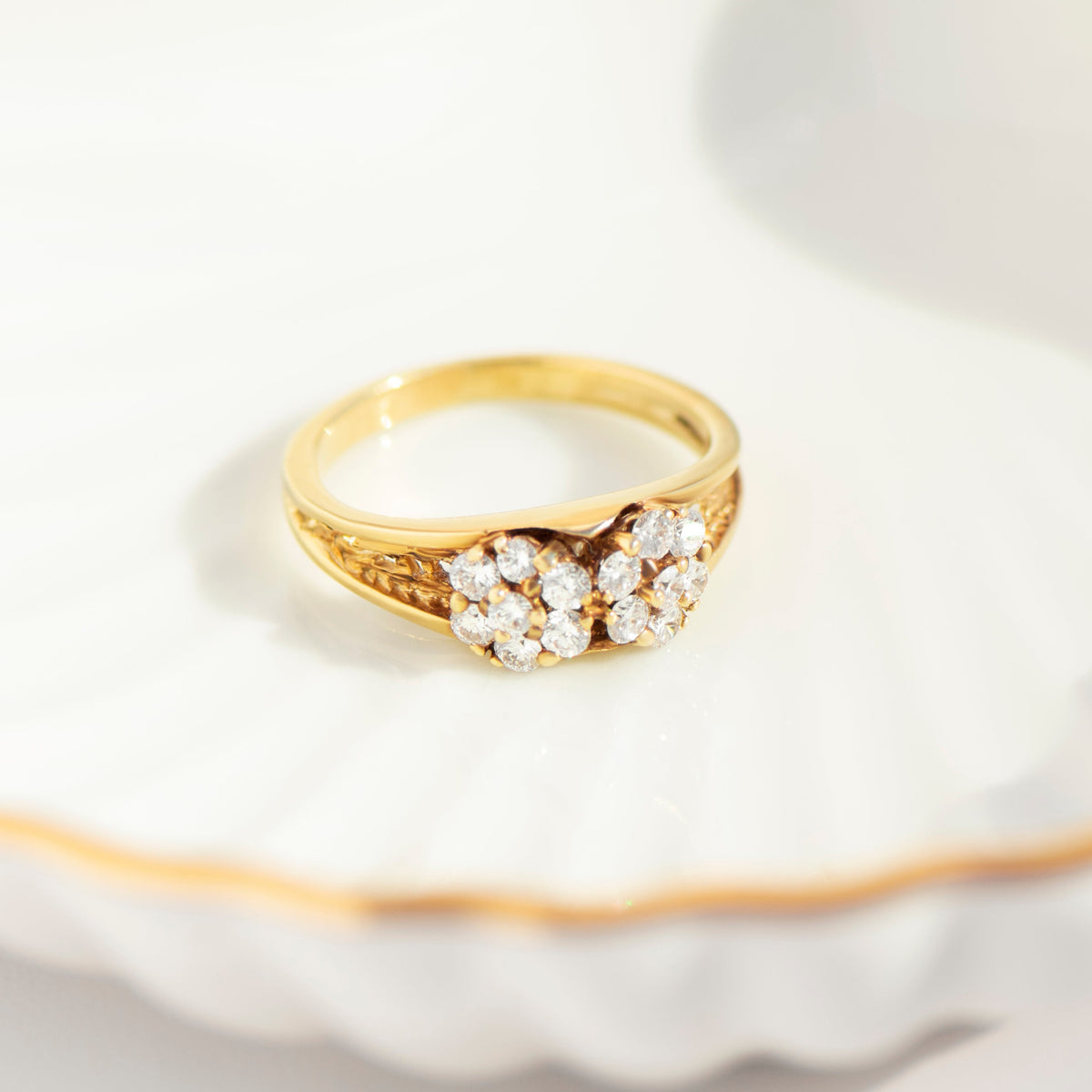 Vintage Diamant-Blütenring aus 585er Gelbgold