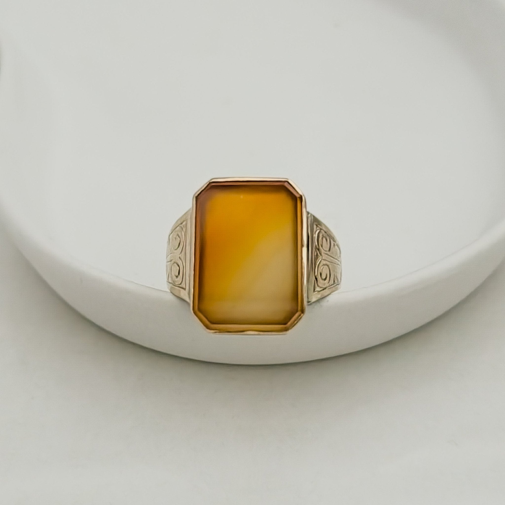 Vintage Herren - Ring aus 8K Gold mit Carneol - Honey Jewelry