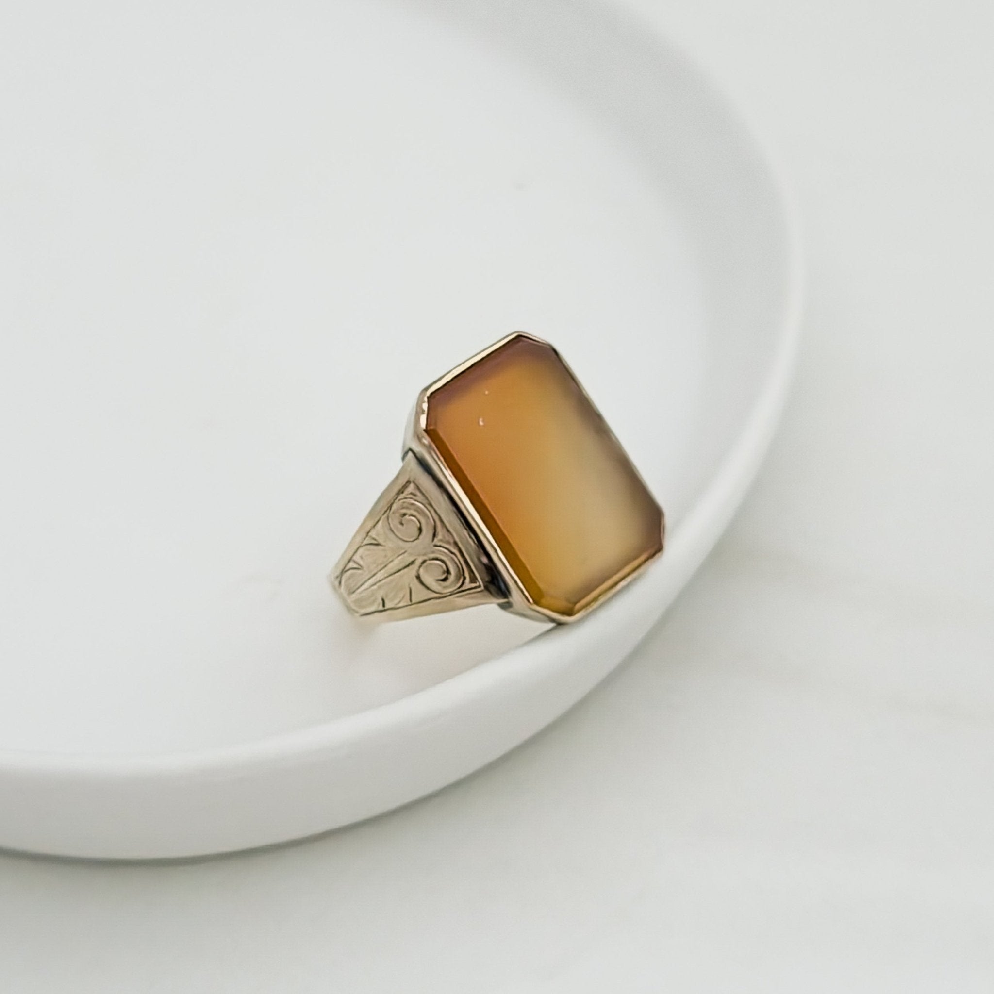 Vintage Herren - Ring aus 8K Gold mit Carneol - Honey Jewelry