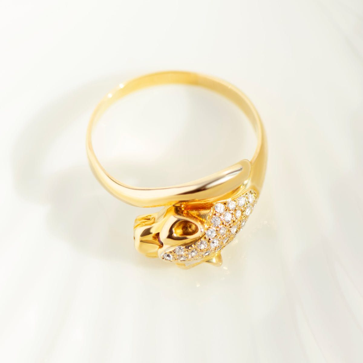 Vintage Leopardenring aus 585er Gelbgold