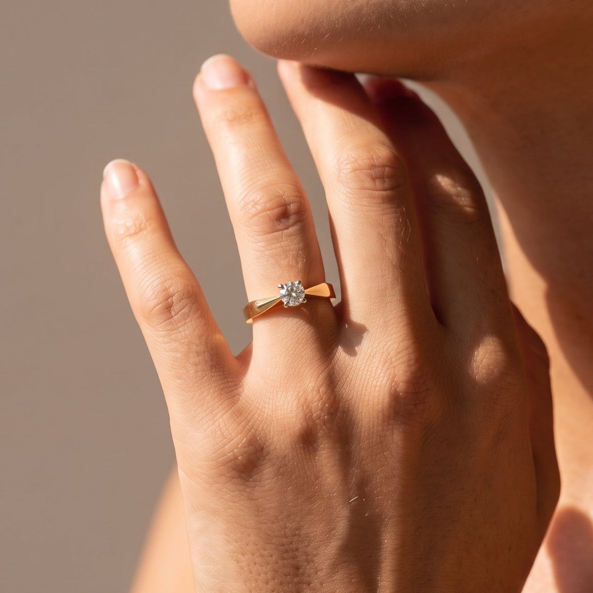 Vintage Mid-Century Solitärring 14K Gold Diamant 0,50 ct