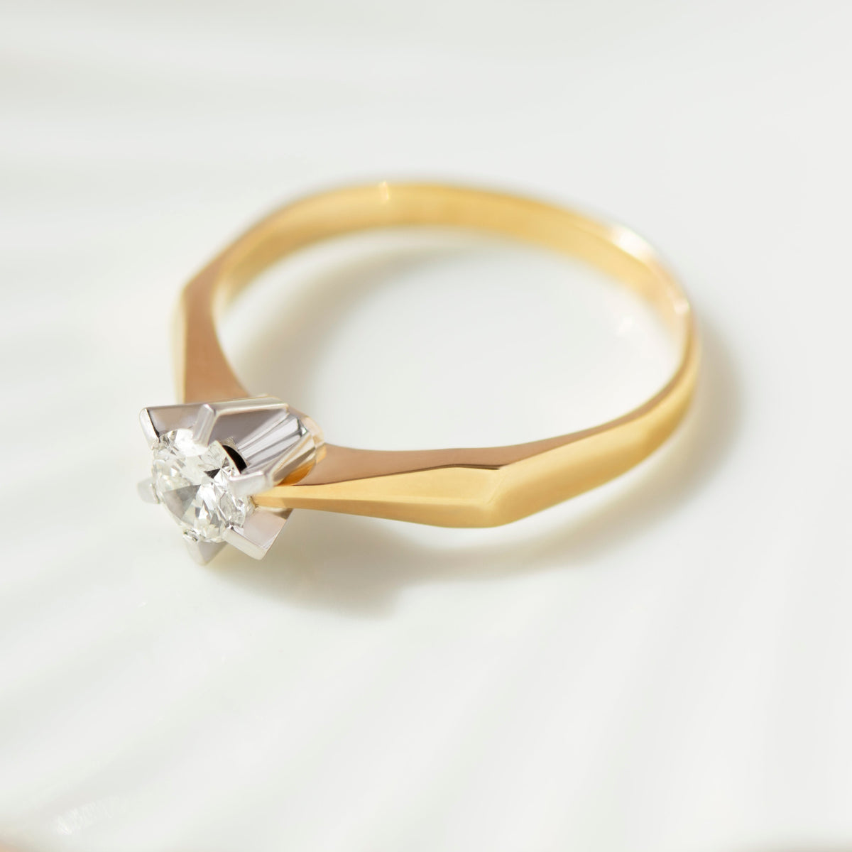 Vintage Mid-Century Solitärring 14K Gold Diamant 0,50 ct