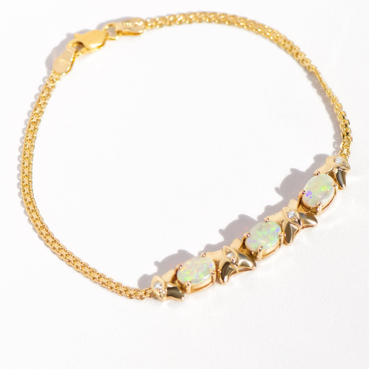 Vintage Opal Diamant Armband – 585er Gelbgold – Opale & Brillanten - Honey Jewelry