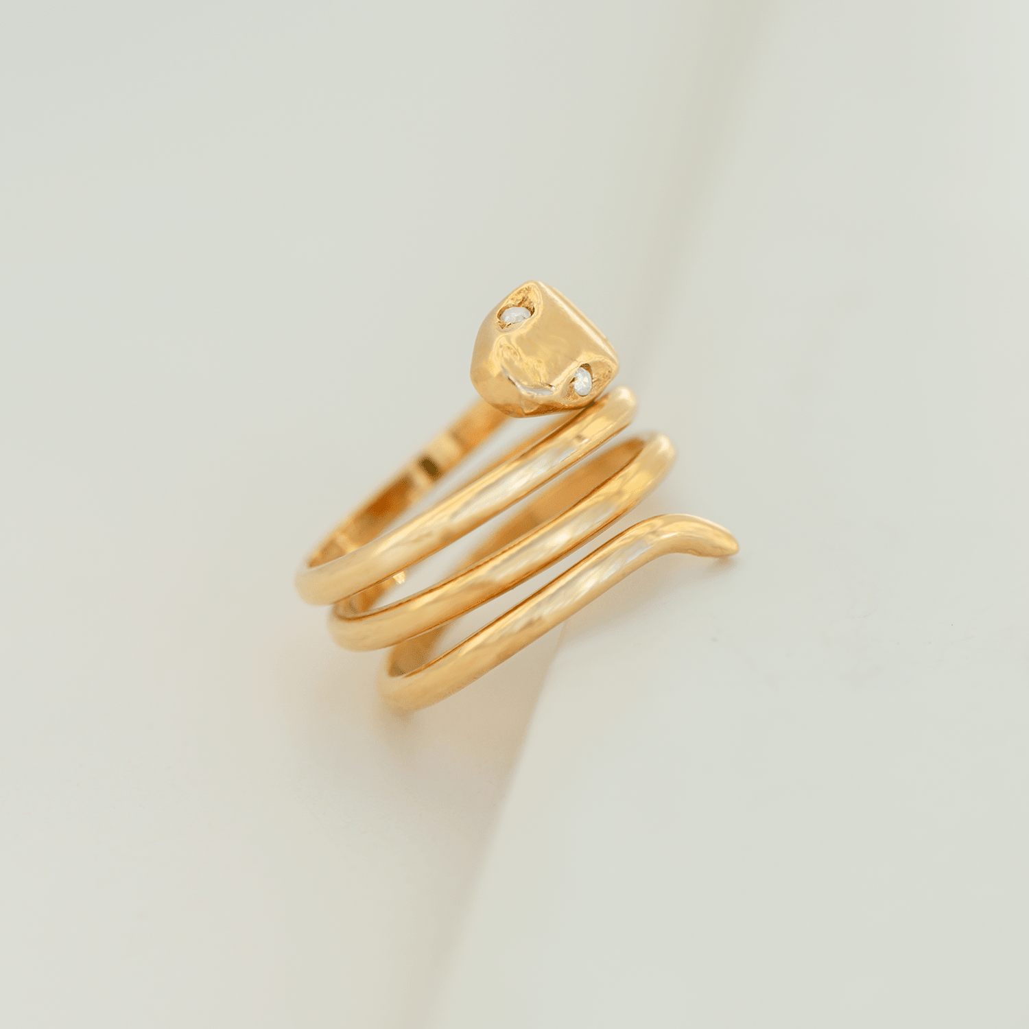 Vintage Schlangenring aus 750er Gelbgold – 18K, Diamant - Augen - Honey Jewelry