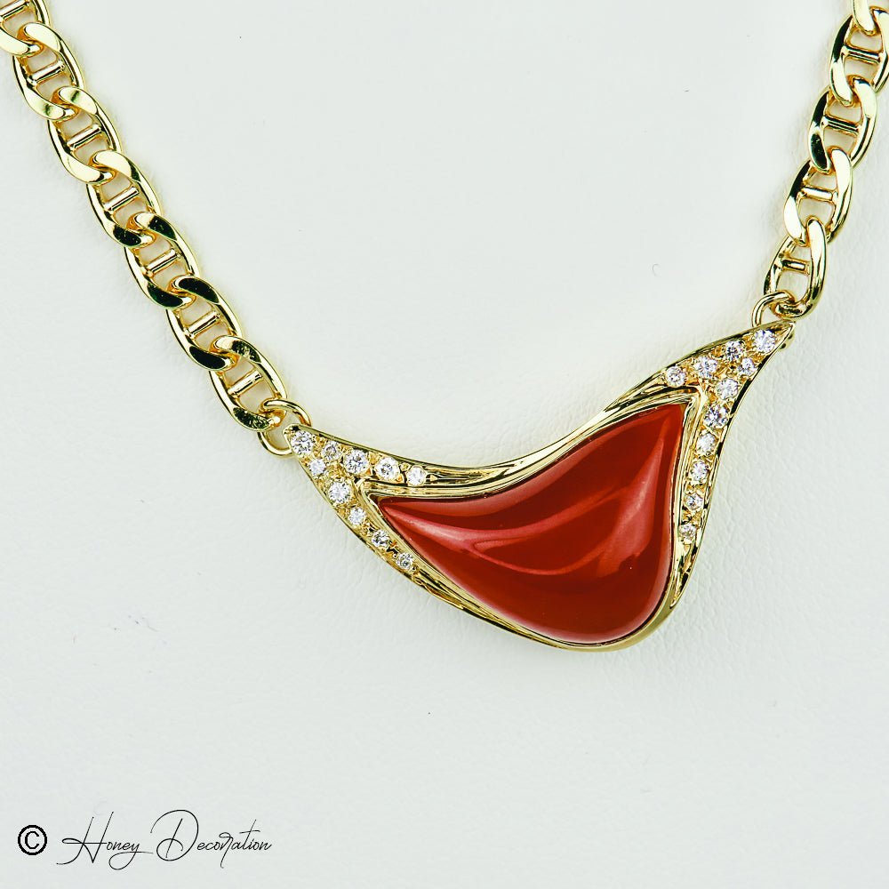 Beeindruckendes Gold - Korallencollier - Honey Jewelry