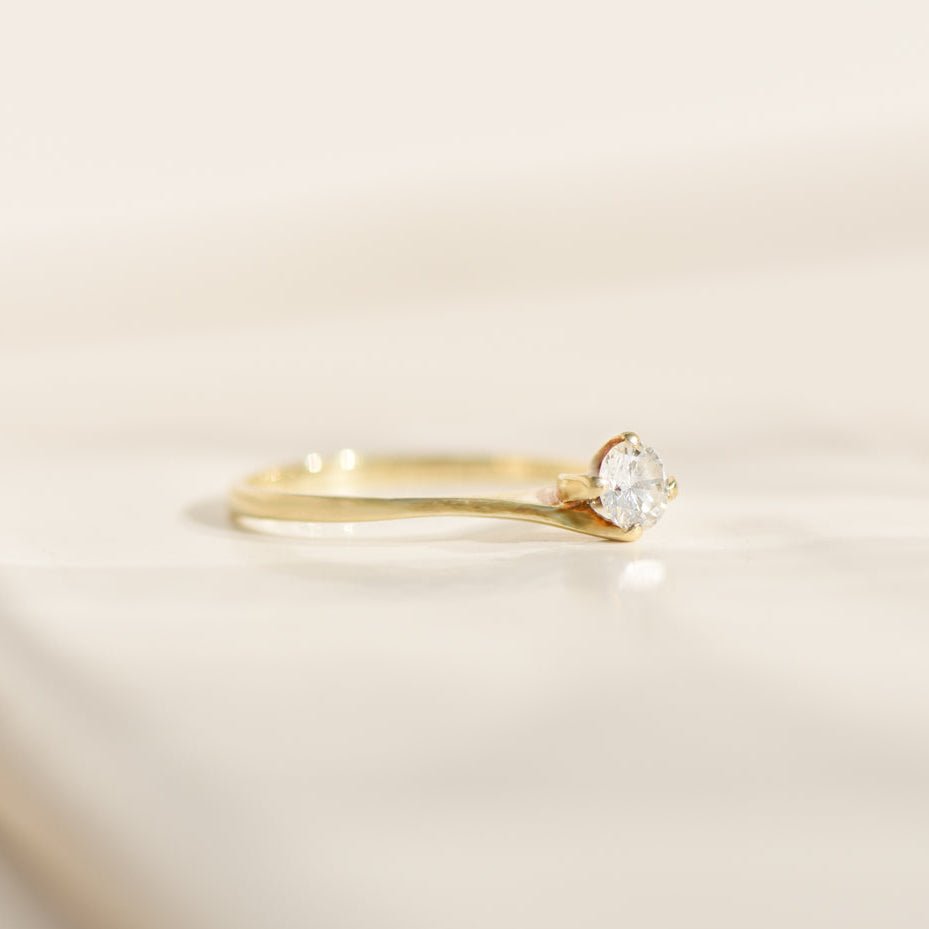 Brillantring aus 14K Gelbgold mit Diamant - Solitär - Honey Jewelry