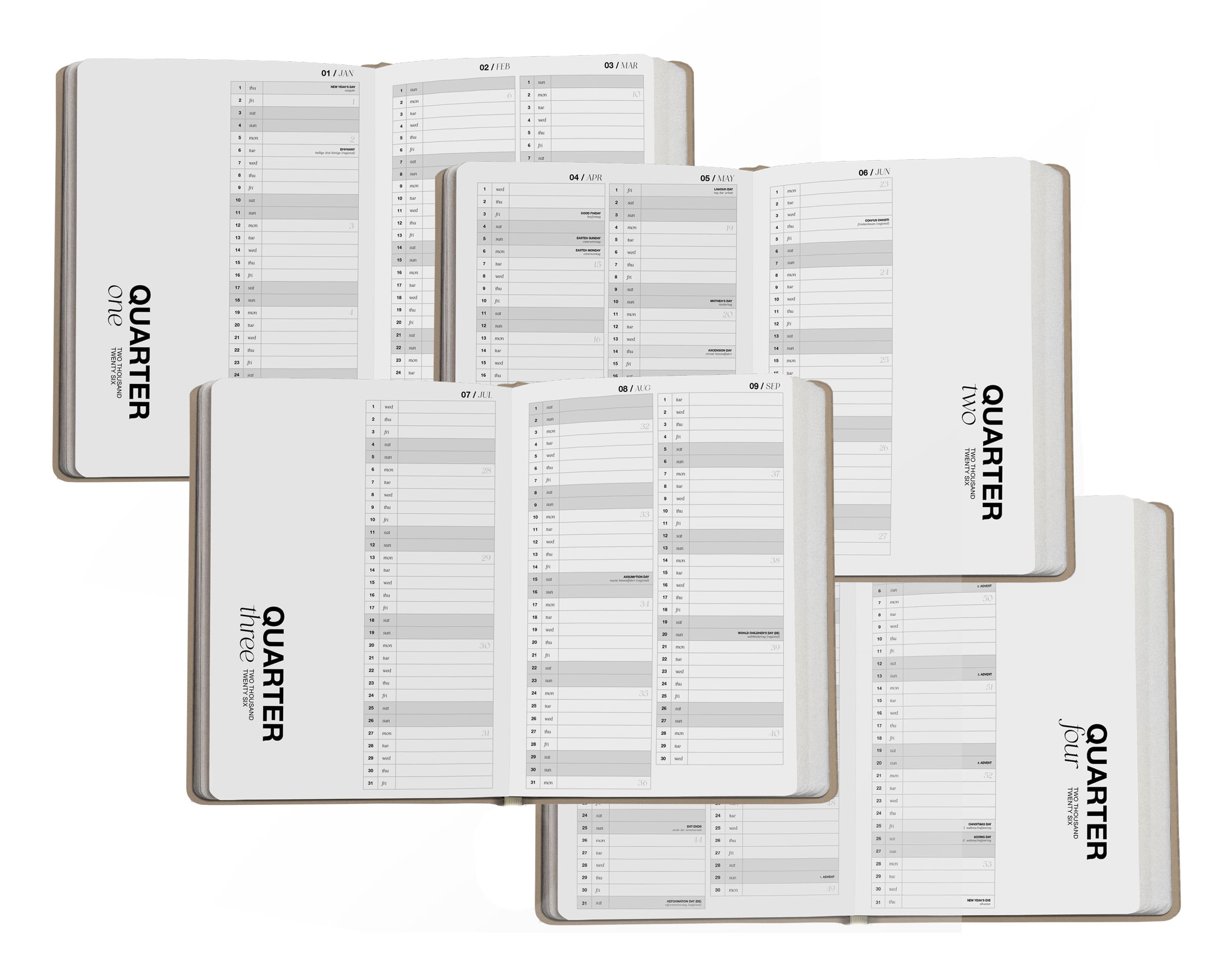 Pocket Planner 2026 – dein handlicher Begleiter in Beige mit Goldprägung