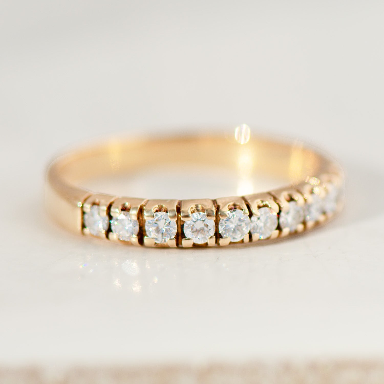 Eleganter Halbmemory - Ring aus 14 K Gelbgold mit 0,5 ct Diamanten – klassischer Vintage - Brillantring - Honey Jewelry