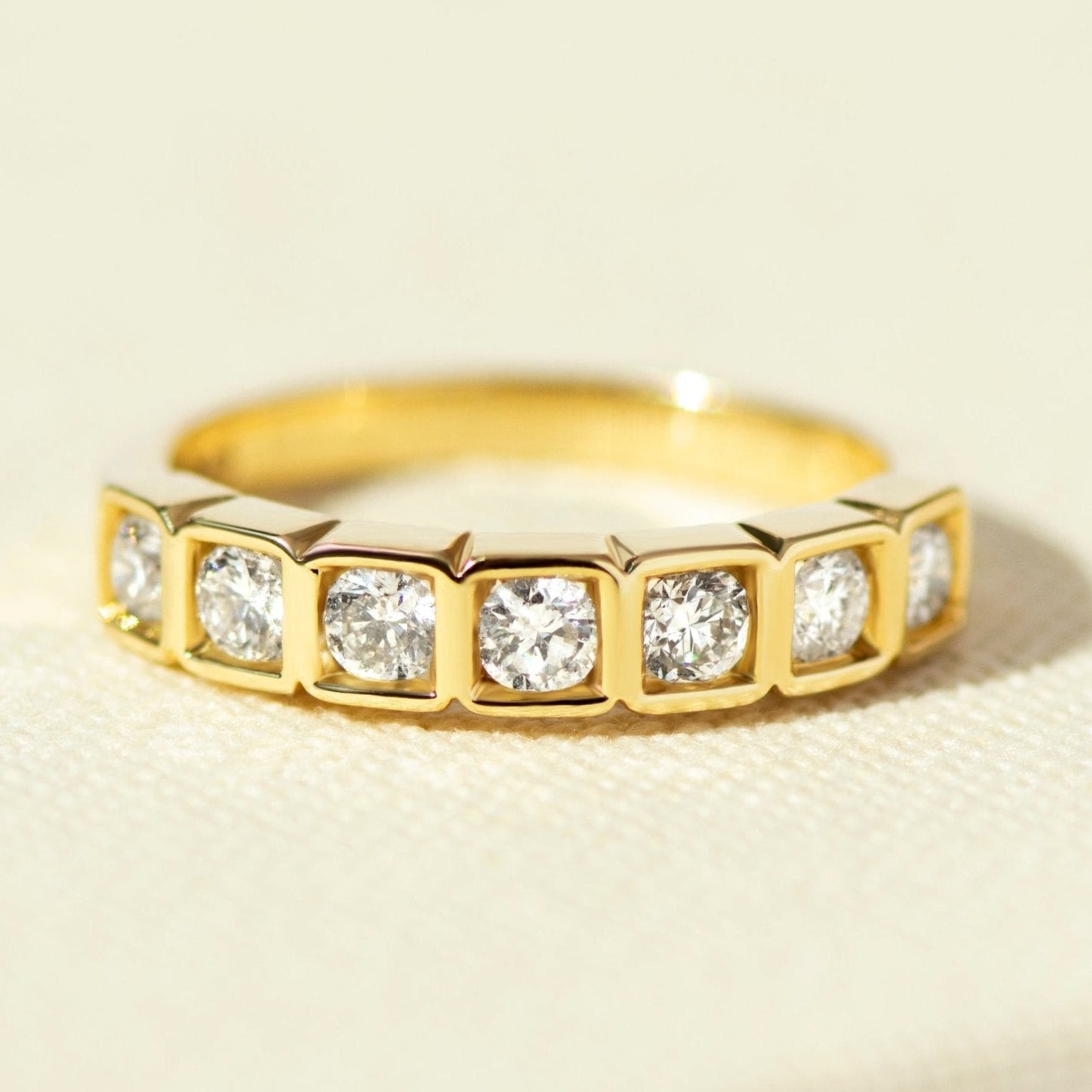 Halbmemory-Ring – 7 Diamanten – 585er Gelbgold - Honey Jewelry