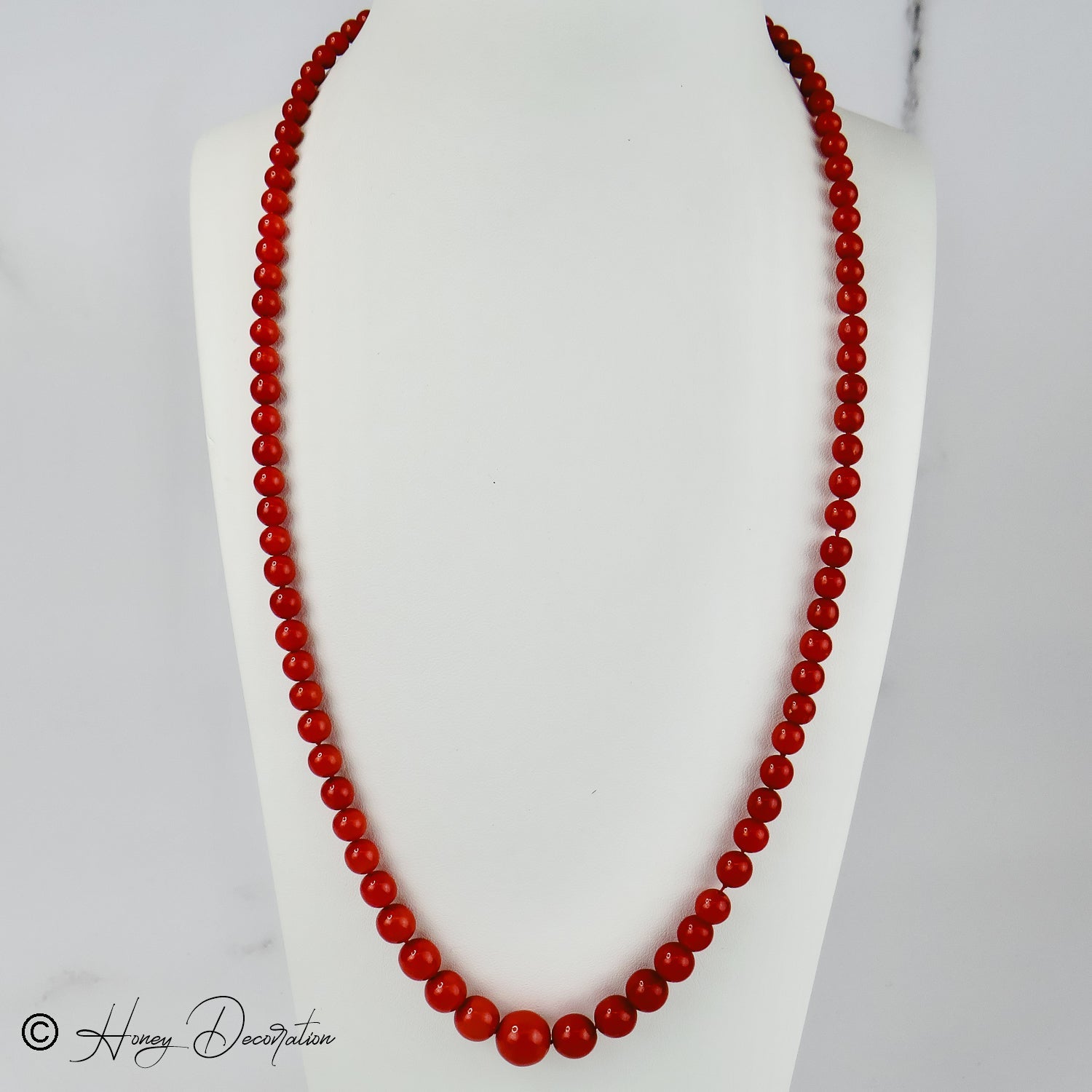 Korallenkette mit luxuriöser 18 Karat Goldschließe - Honey Jewelry